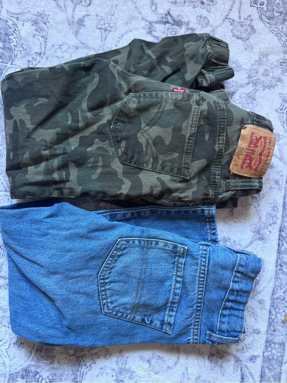 Levi's size 8 boy Jeans — Camo Green & Blue